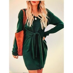 Long Sleeve Tie Waist Dress